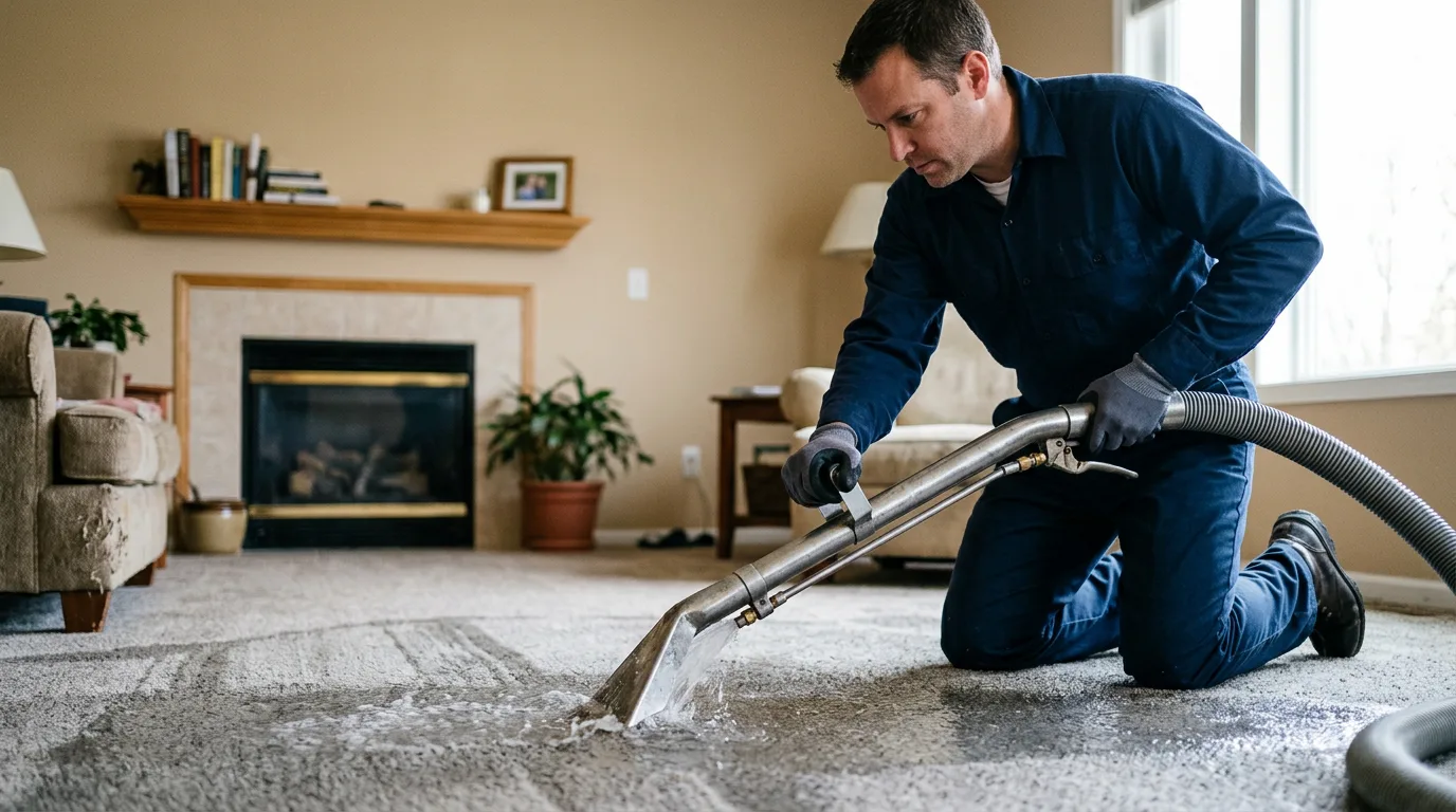 Water damage restoration technician working near De Witt, MO